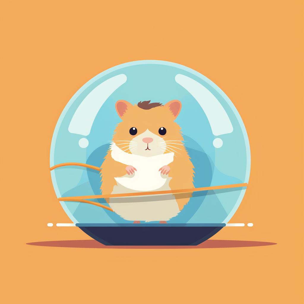 Hamster being gently placed inside an exercise ball