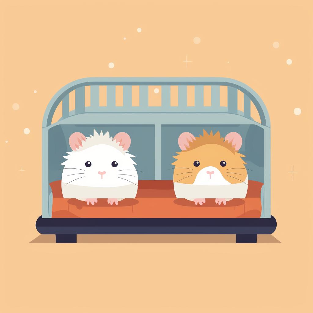 Two hamster cages with swapped bedding